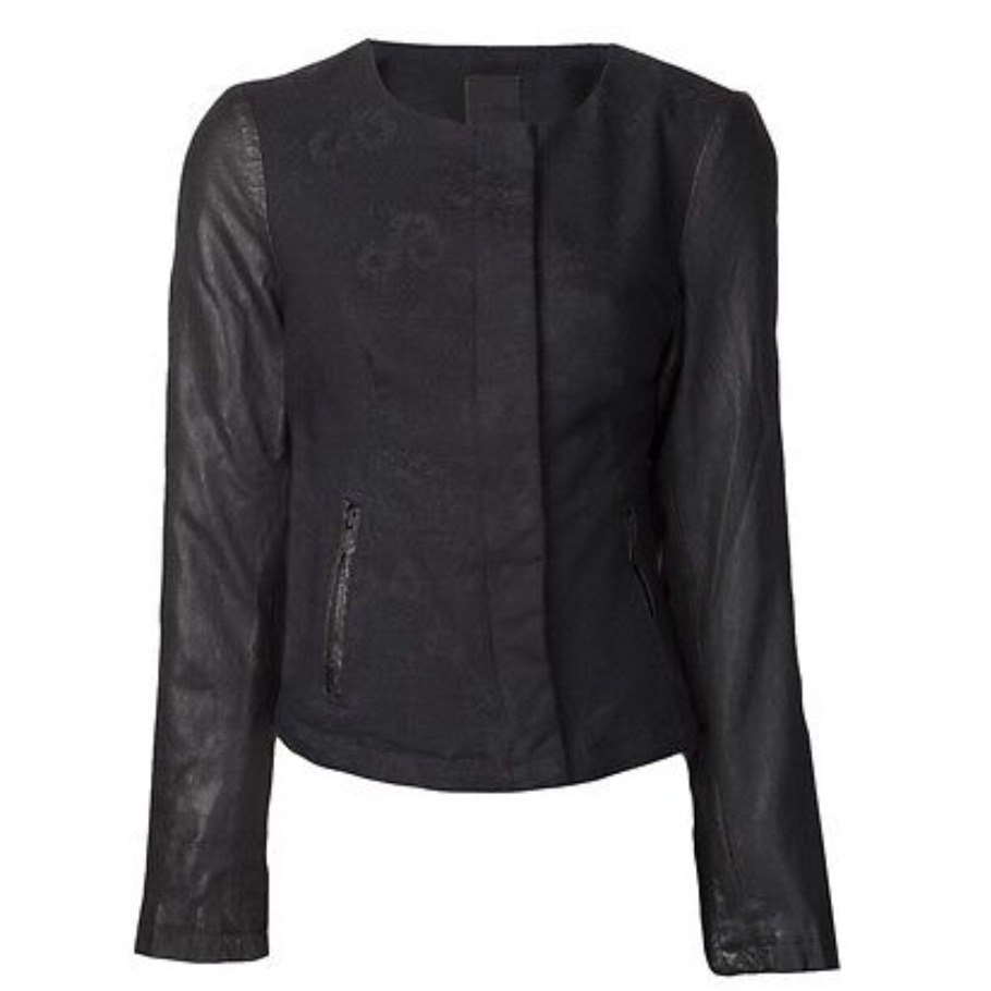 Joe’s Tillie Leather Sleeve Bomber Jacket